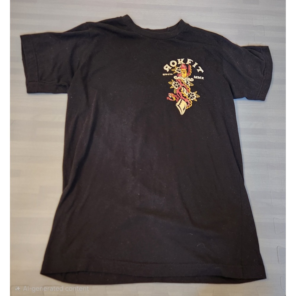 Rokfit Embrace The Process Graphic T-Shirt Black Small Snake Dagger Tattoo Style